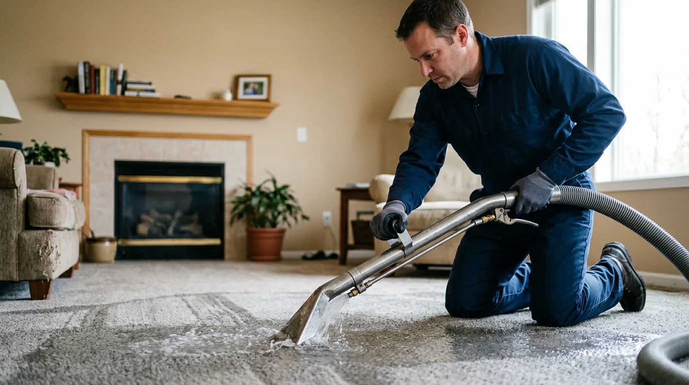 Water damage restoration technician working near Junction, TX